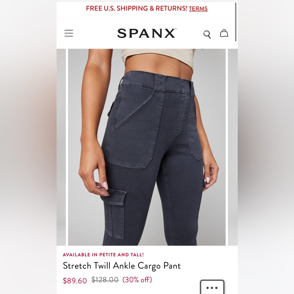 Spanx black stretch twill cargo jogger